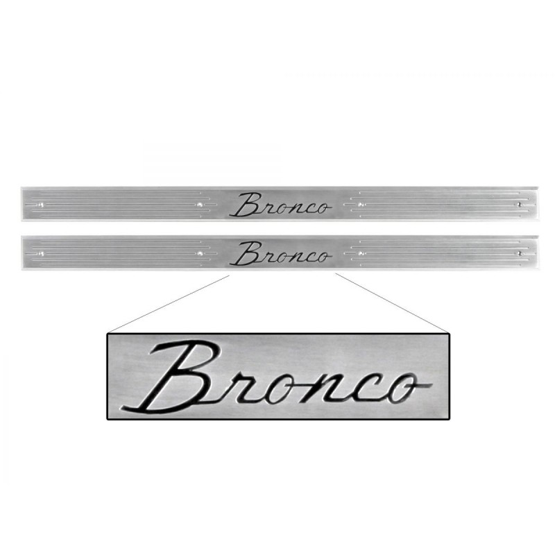 FORD BRONCO 1966-1977 PAIRE DE PLAQUES DE SEUIL ALUMINIUM AVEC LOGO BRONCO Sill Plates billet aluminium pair SCOTT DRAKE C6TZ-65