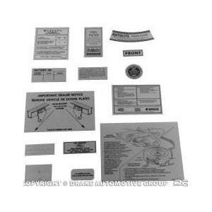 FORD MUSTANG 1973 12 ETIQUETTES INFORMATION ET PRECAUTION piece decal kit SCOTT DRAKE DK-33