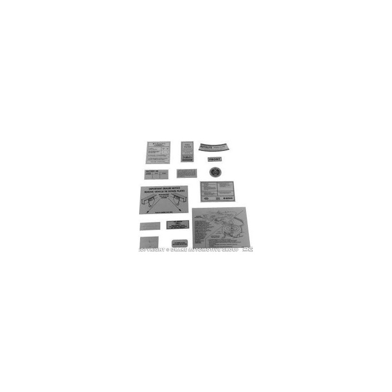 FORD MUSTANG 1966 14 ETIQUETTES INFORMATION ET PRECAUTION piece decal kit SCOTT DRAKE DK-26