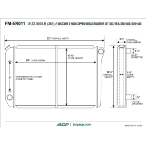 FORD GALAXIE 1969-1972 V8 302 351 390 400 429 460 RADIATEUR CUIVRE PREMIUM MAXCORE 3 RANG 26 POUCES 3 Row Copper Brass Radiator