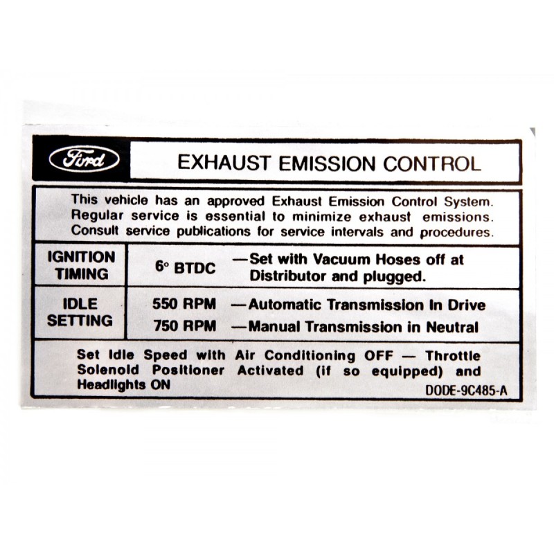 FORD MUSTANG 1970 DECALQUE POUR EMISSIONS BOITE MANUELLE ET AUTOMATIQUE 200 Auto Manual transmission Emissions decal SCOTT DRAKE