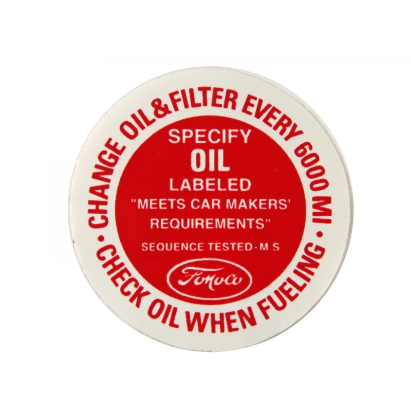FORD MUSTANG 1964-1966 AUTOCOLLANT Oil filter cap decal SCOTT DRAKE DF-164