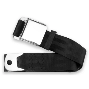 2pt black lap belt 75 chrome aviation buckle w/hardware RETROBELT 258-BLK-75-21