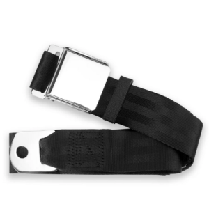 2pt black lap belt 90 chrome aviation buckle RETROBELT 258-BLK-90