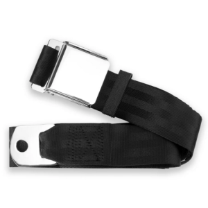 2pt black lap belt 90 chrome aviation buckle w/hardware RETROBELT 258-BLK-90-21