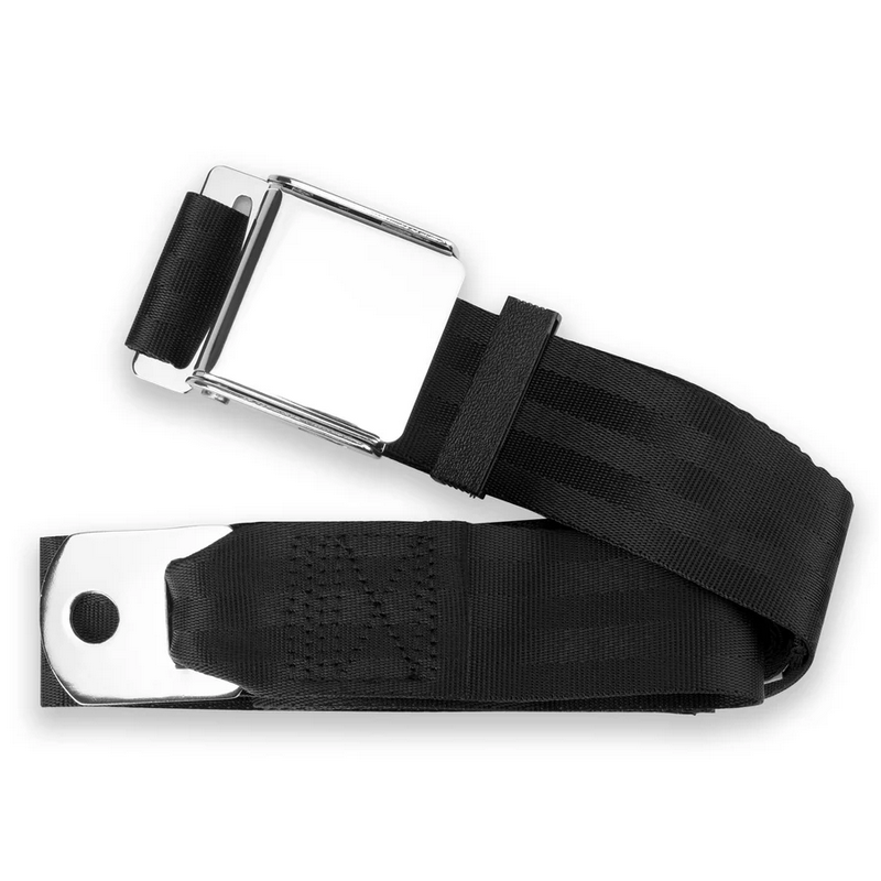 2pt black lap belt 90 chrome aviation buckle w/hardware RETROBELT 258-BLK-90-21