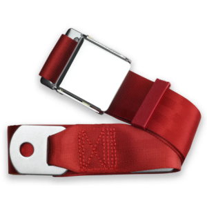 2pt bright red lap belt 60 chrome aviation buckle RETROBELT 258-BRD-60