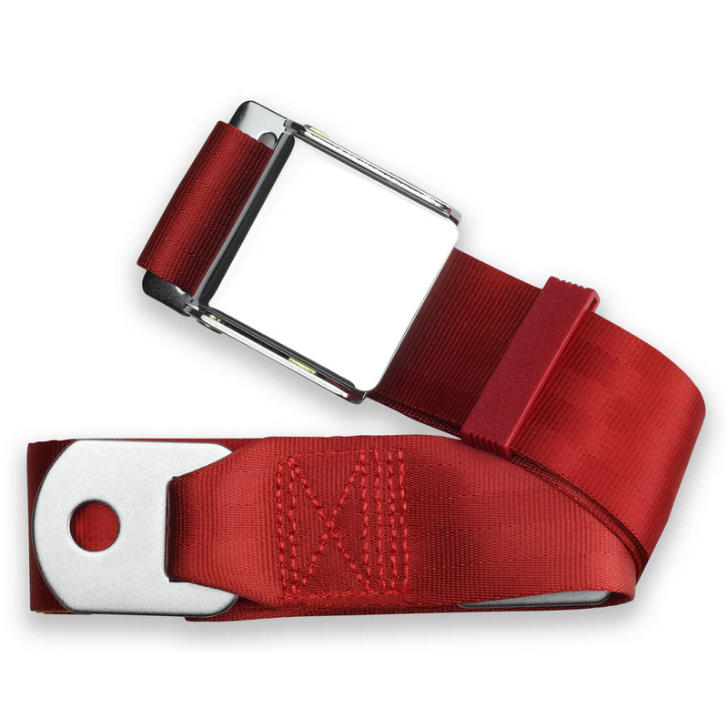2pt bright red lap belt 60 chrome aviation buckle RETROBELT 258-BRD-60