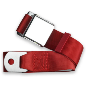 2pt bright red lap belt 60 chrome aviation buckle w/hardware RETROBELT 258-BRD-60-21