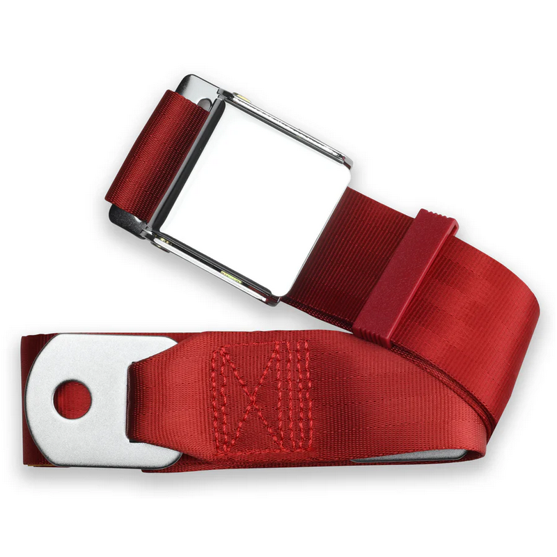 2pt bright red lap belt 60 chrome aviation buckle w/hardware RETROBELT 258-BRD-60-21