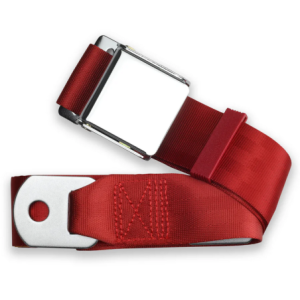 2pt bright red lap belt 75 chrome aviation buckle RETROBELT 258-BRD-75