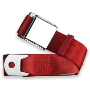 2pt bright red lap belt 75 chrome aviation buckle w/hardware RETROBELT 258-BRD-75-21