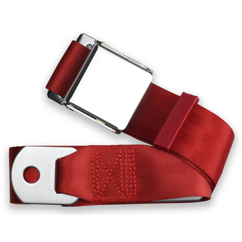 2pt bright red lap belt 75 chrome aviation buckle w/hardware RETROBELT 258-BRD-75-21
