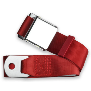 2pt bright red lap belt 90 chrome aviation buckle RETROBELT 258-BRD-90