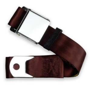 2pt burgundy lap belt 60 chrome aviation buckle RETROBELT 258-BRG-60
