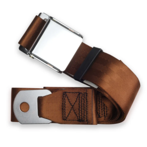 2pt brown lap belt 60 chrome aviation buckle RETROBELT 258-BRN-60