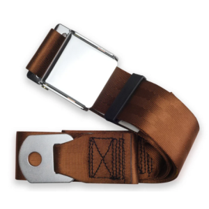 2pt brown lap belt 75 chrome aviation buckle RETROBELT 258-BRN-75