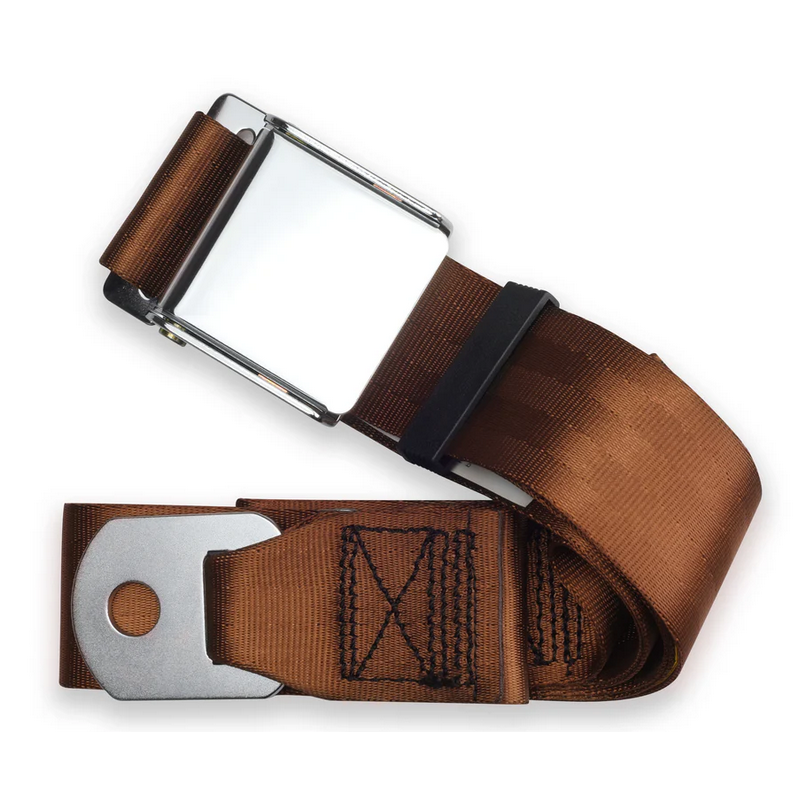 2pt brown lap belt 75 chrome aviation buckle RETROBELT 258-BRN-75