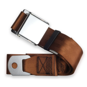 2pt brown lap belt 75 chrome aviation buckle w/hardware RETROBELT 258-BRN-75-21