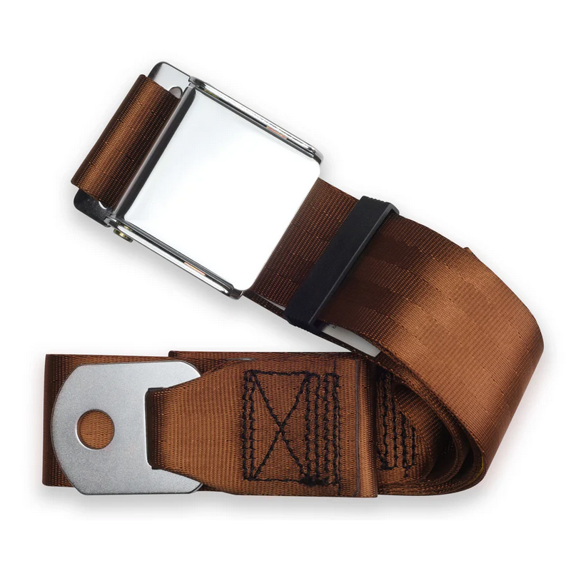 2pt brown lap belt 75 chrome aviation buckle w/hardware RETROBELT 258-BRN-75-21