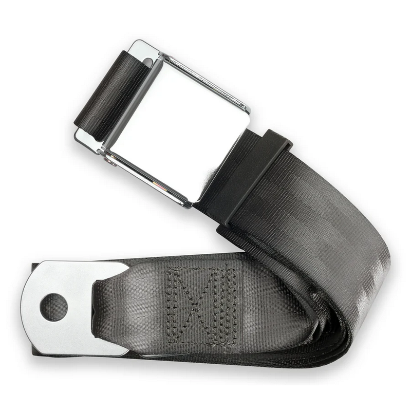 2pt charcoal lap belt 60 chrome aviation buckle RETROBELT 258-CHR-60