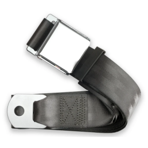 2pt charcoal lap belt 60 chrome aviation buckle w/hardware RETROBELT 258-CHR-60-21