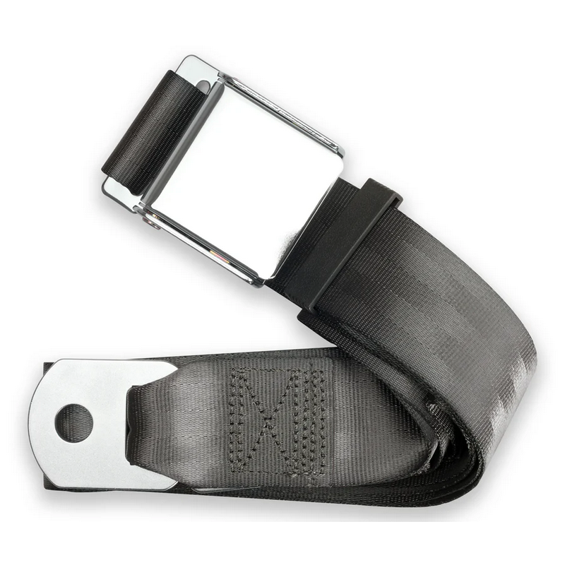2pt charcoal lap belt 60 chrome aviation buckle w/hardware RETROBELT 258-CHR-60-21
