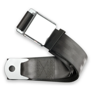 2pt charcoal lap belt 75 chrome aviation buckle RETROBELT 258-CHR-75