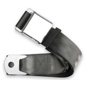 2pt charcoal lap belt 75 chrome aviation buckle w/hardware RETROBELT 258-CHR-75-21