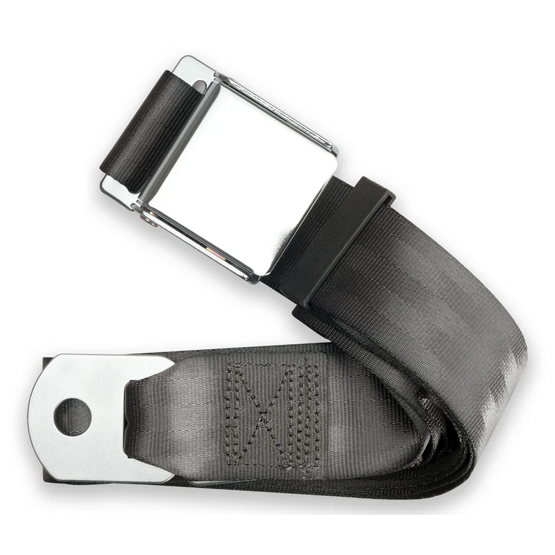 2pt charcoal lap belt 75 chrome aviation buckle w/hardware RETROBELT 258-CHR-75-21