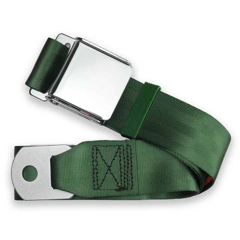 2pt dark green lap belt 60 chrome aviation buckle RETROBELT 258-DKG-60