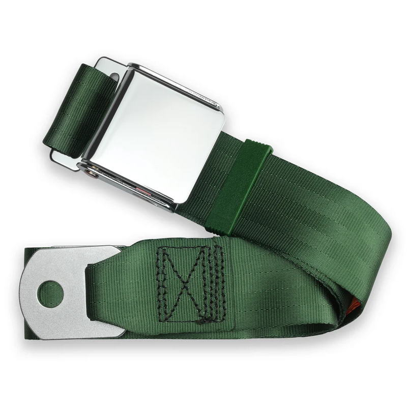 2pt dark green lap belt 60 chrome aviation buckle w/hardware RETROBELT 258-DKG-60-21