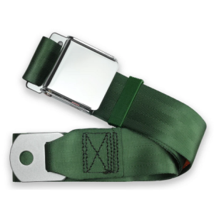 2pt dark green lap belt 75 chrome aviation buckle RETROBELT 258-DKG-75