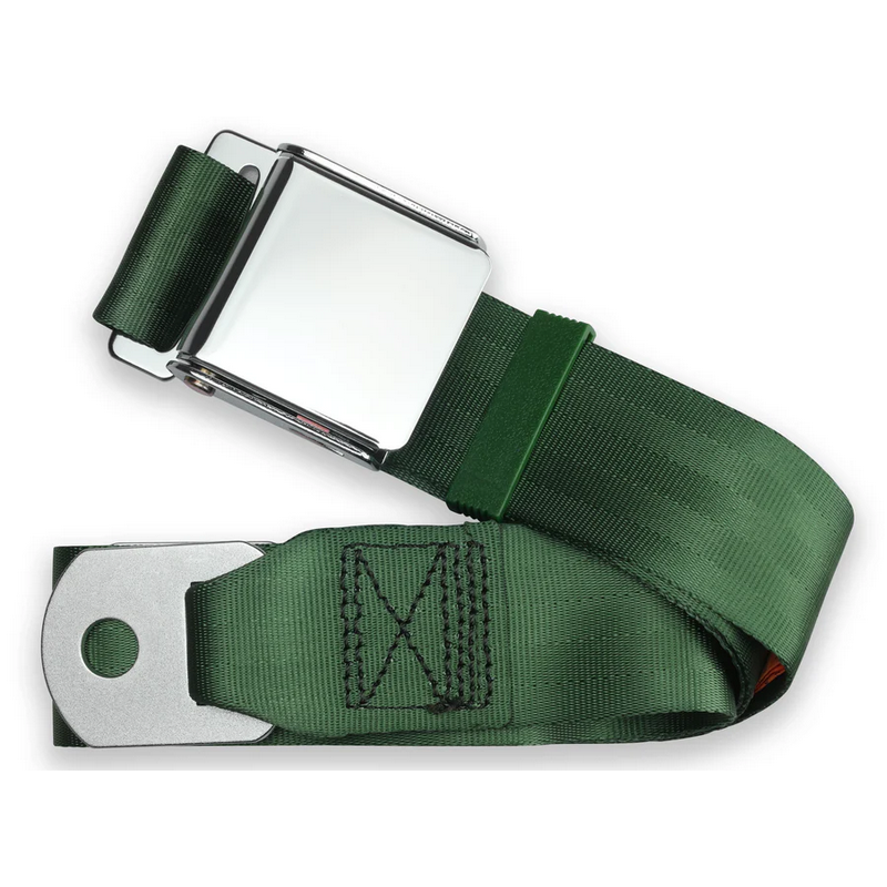 2pt dark green lap belt 75 chrome aviation buckle w/hardware RETROBELT 258-DKG-75-21