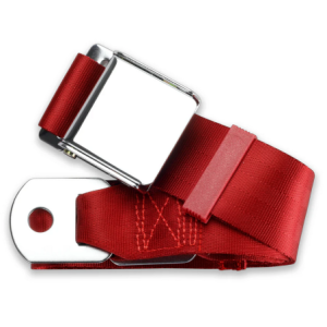 2pt dark red lap belt 60 chrome aviation buckle w/hardware RETROBELT 258-DKR-60-21