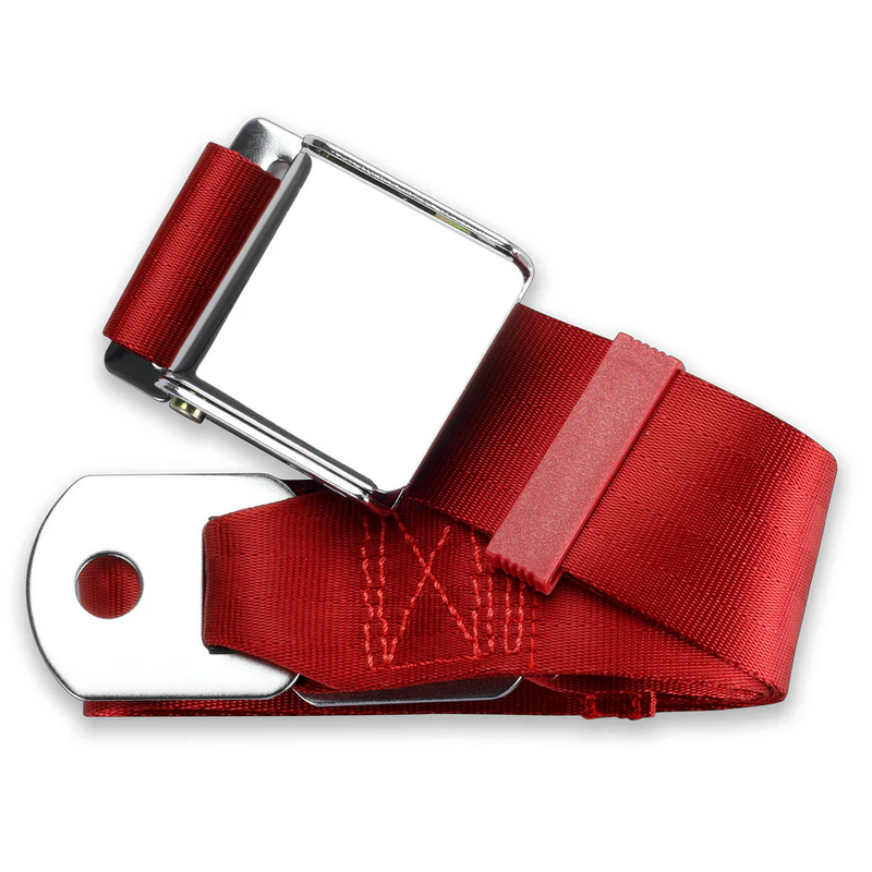 2pt dark red lap belt 60 chrome aviation buckle w/hardware RETROBELT 258-DKR-60-21