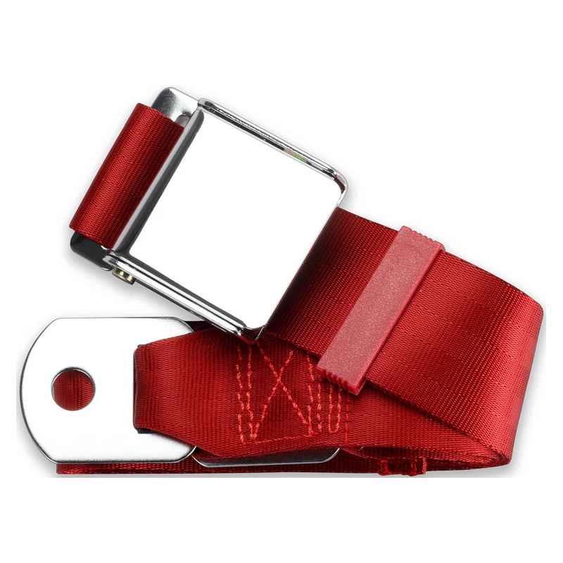 2pt dark red lap belt 75 chrome aviation buckle RETROBELT 258-DKR-75
