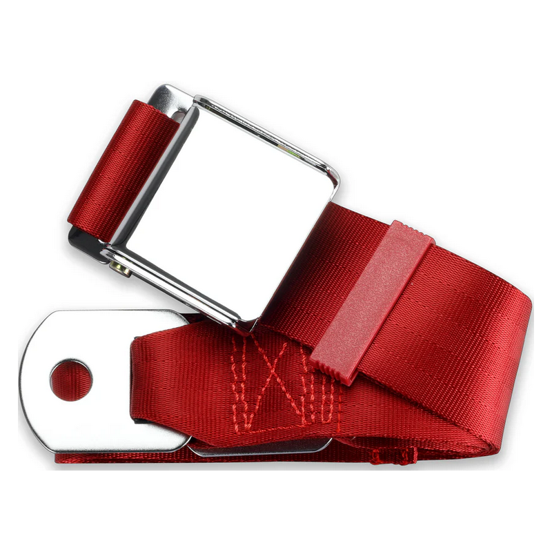 2pt dark red lap belt 75 chrome aviation buckle w/hardware RETROBELT 258-DKR-75-21