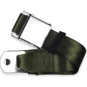 2pt green lap belt 60 chrome aviation buckle RETROBELT 258-GRN-60