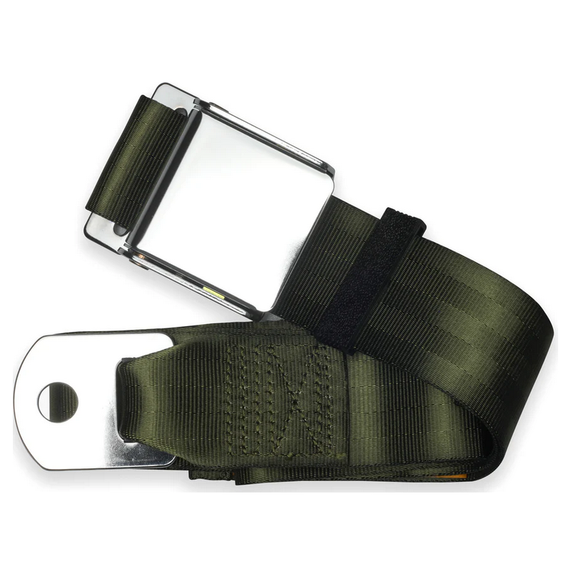 2pt green lap belt 60 chrome aviation buckle RETROBELT 258-GRN-60