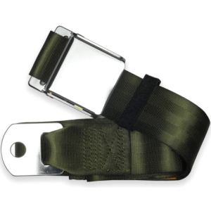 2pt green lap belt 60 chrome aviation buckle w/hardware RETROBELT 258-GRN-60-21
