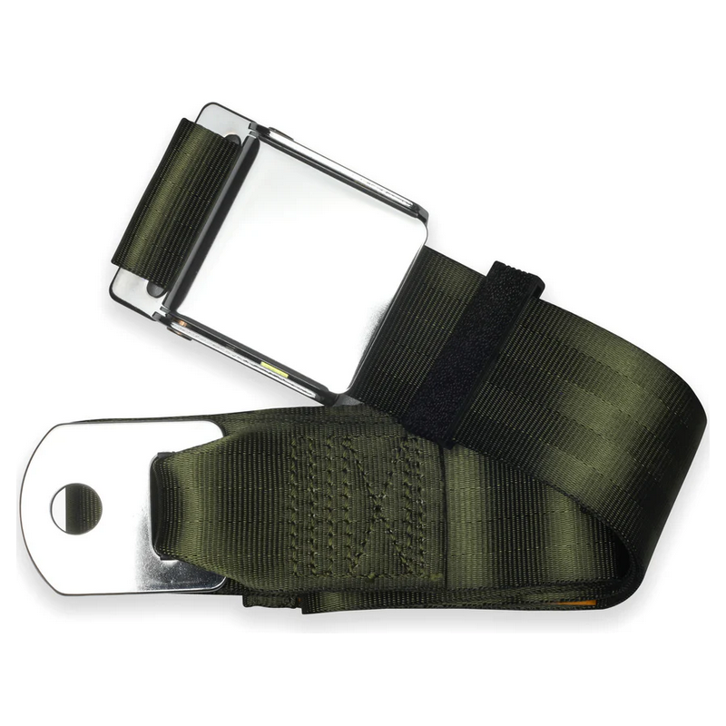 2pt green lap belt 60 chrome aviation buckle w/hardware RETROBELT 258-GRN-60-21