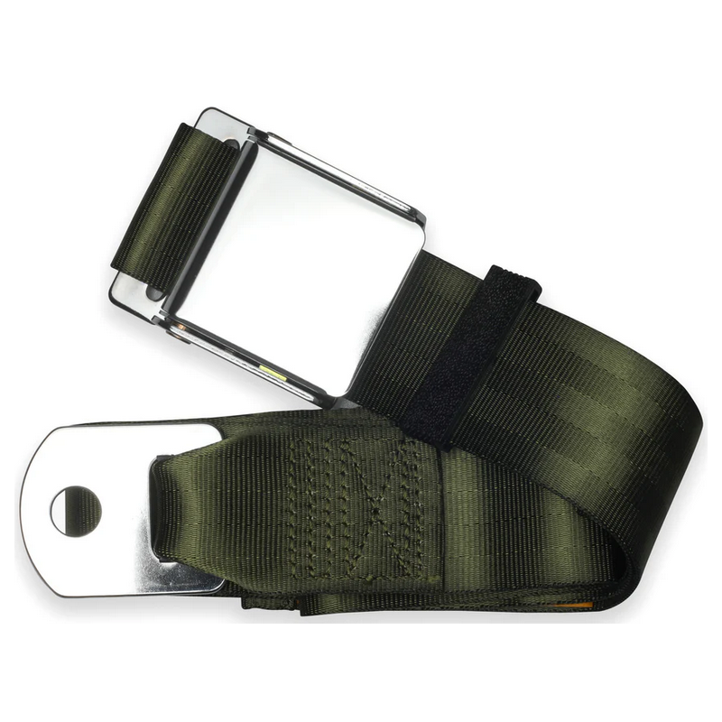 2pt green lap belt 75 chrome aviation buckle w/hardware RETROBELT 258-GRN-75-21