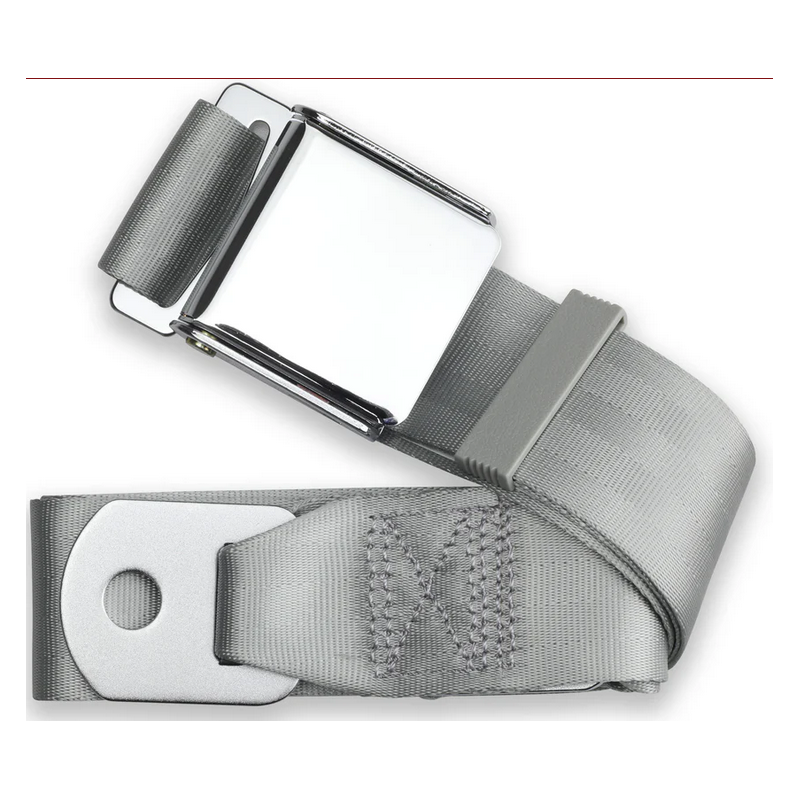 2pt grey lap belt 60 chrome aviation buckle RETROBELT 258-GRY-60