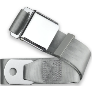 2pt grey lap belt 60 chrome aviation buckle w/hardware RETROBELT 258-GRY-60-21