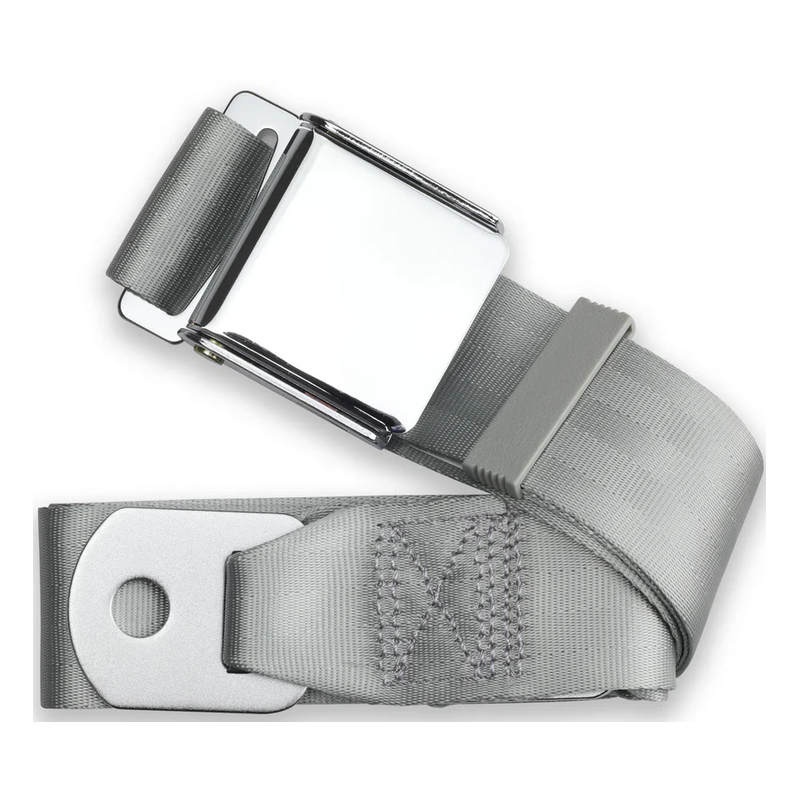 2pt grey lap belt 75 chrome aviation buckle w/hardware RETROBELT 258-GRY-75-21