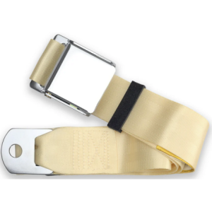 2pt ivory lap belt 60 chrome aviation buckle w/hardware RETROBELT 258-IVY-60-21
