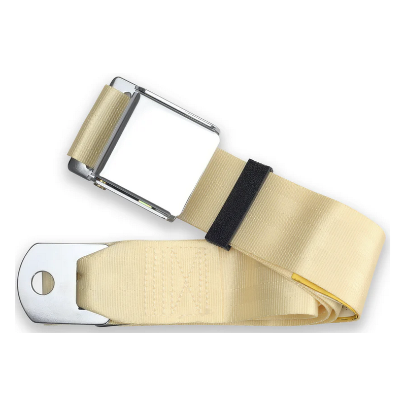 2pt ivory lap belt 60 chrome aviation buckle w/hardware RETROBELT 258-IVY-60-21