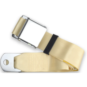 2pt ivory lap belt 75 chrome aviation buckle w/hardware RETROBELT 258-IVY-75-21