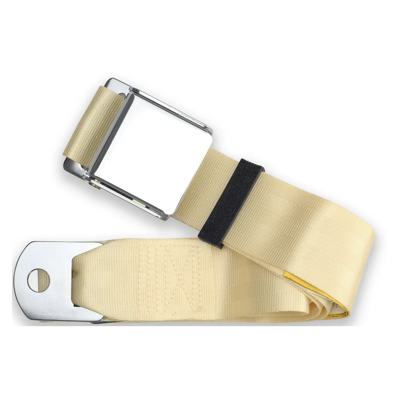 2pt ivory lap belt 75 chrome aviation buckle w/hardware RETROBELT 258-IVY-75-21
